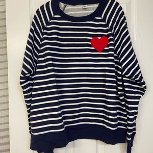 Old Navy striped sweatshirt with heart detail.